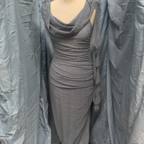 CIDER BLUE DRAPED JERSEY DRESS – UK 8 (US 4, EU 36)