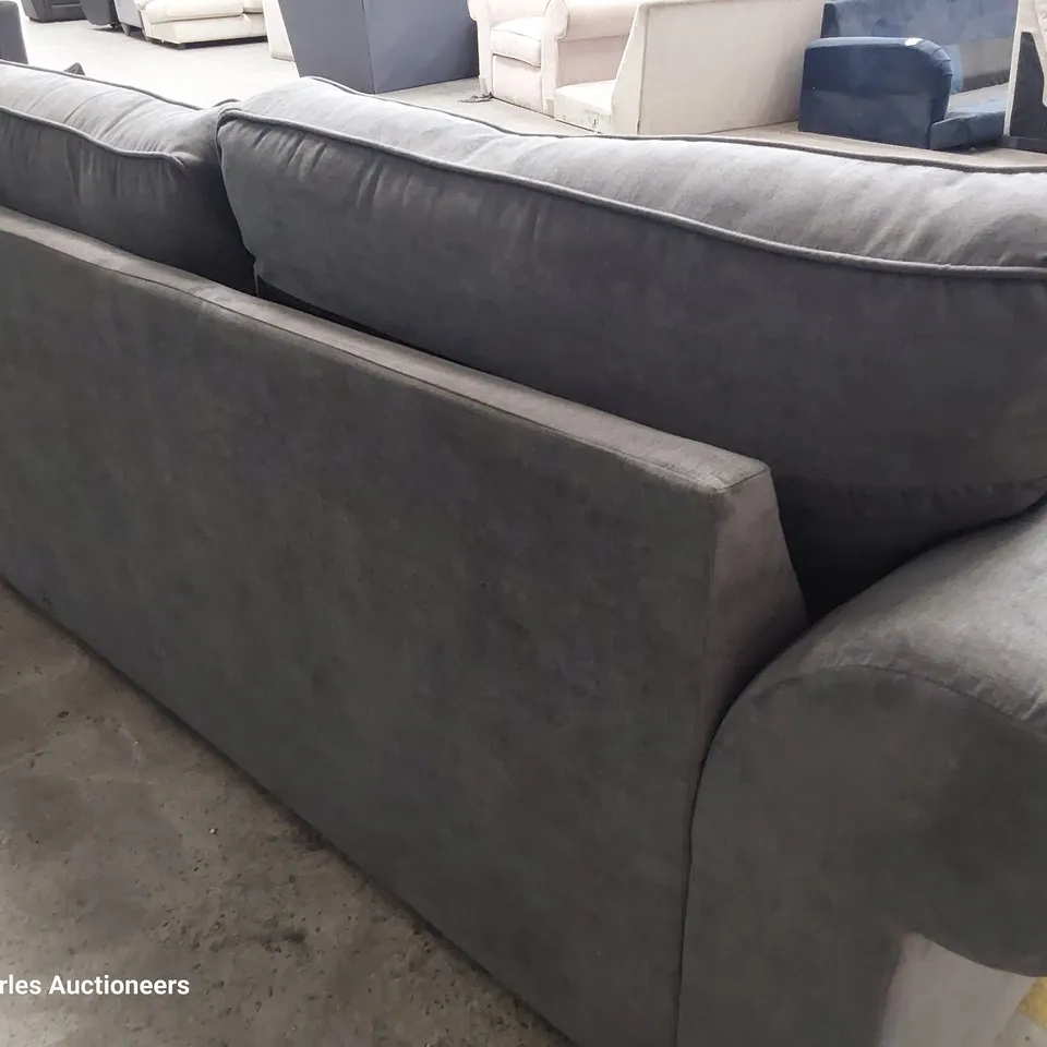 DESIGNER WILLIAM THREE SEATER SOFA GREY FABRIC 