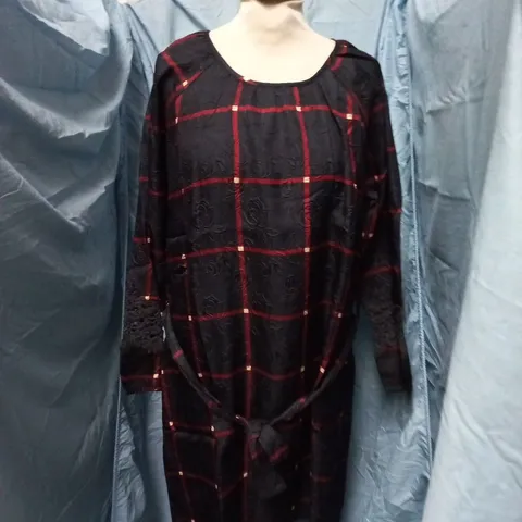 CUTIE PATTERNED NAVY MINI DRESS WITH LACE TRIM SLEEVES, UK 12