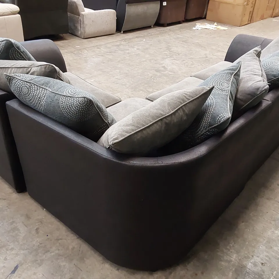QUALITY DESIGNER DANUBE SCATTERBACK CORNER SOFA - BLACK/GREY