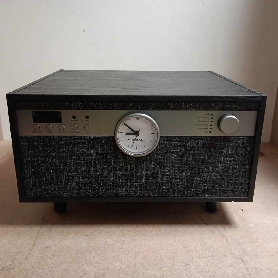 VICTROLA TURNTABLE CONSOLE – WOOD CABINET WITH BUILT-IN SPEAKER