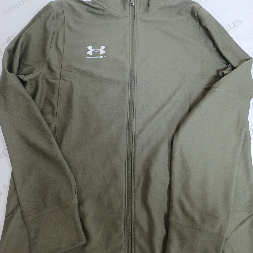 UNDER ARMOUR KAHKI GREEN ZIP UP JACKET - MEDIUM