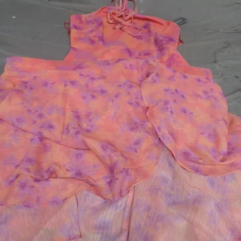 FRENCH CONNECTION ARLA HALTER DRESS, CORAL/MULTI - UK SIZE 10