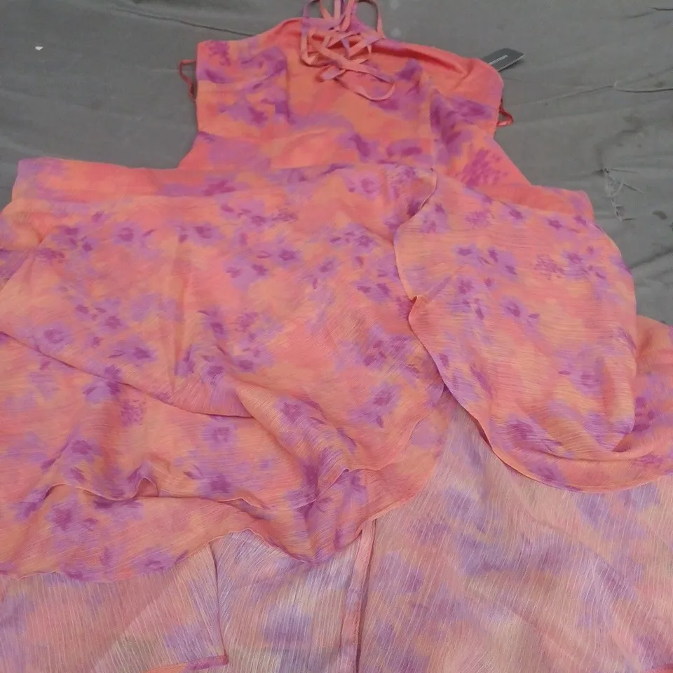 FRENCH CONNECTION ARLA HALTER DRESS, CORAL/MULTI - UK SIZE 10