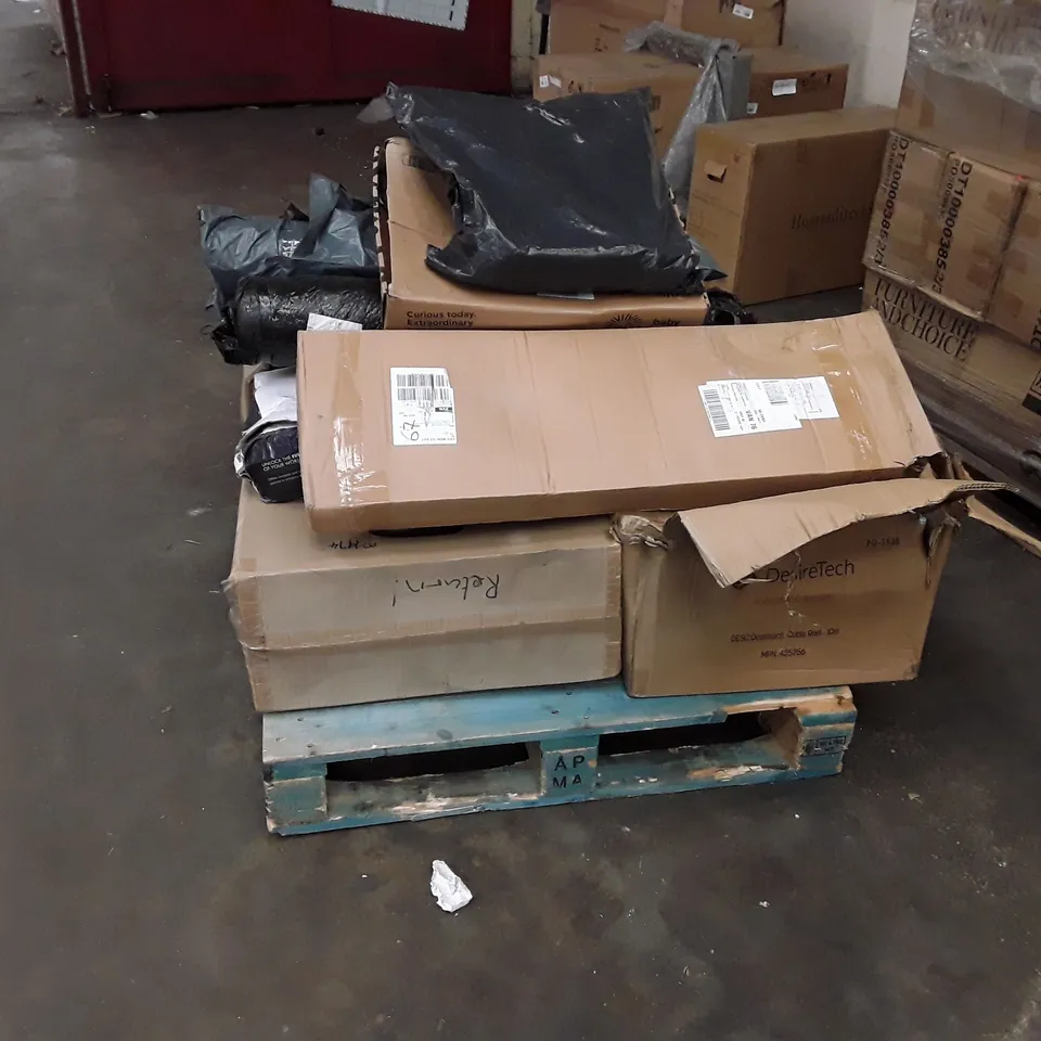 PALLET OF ASSORTED PRODUCTS TO INCLUDE DUMBBELLS, FOAM MATS AND ELECTRIC FANS ECT