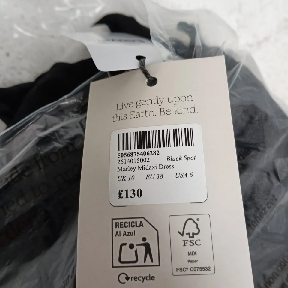 NOBODY'S CHILD MARLEY MIDAXI DRESS – BLACK SPOT, UK 10