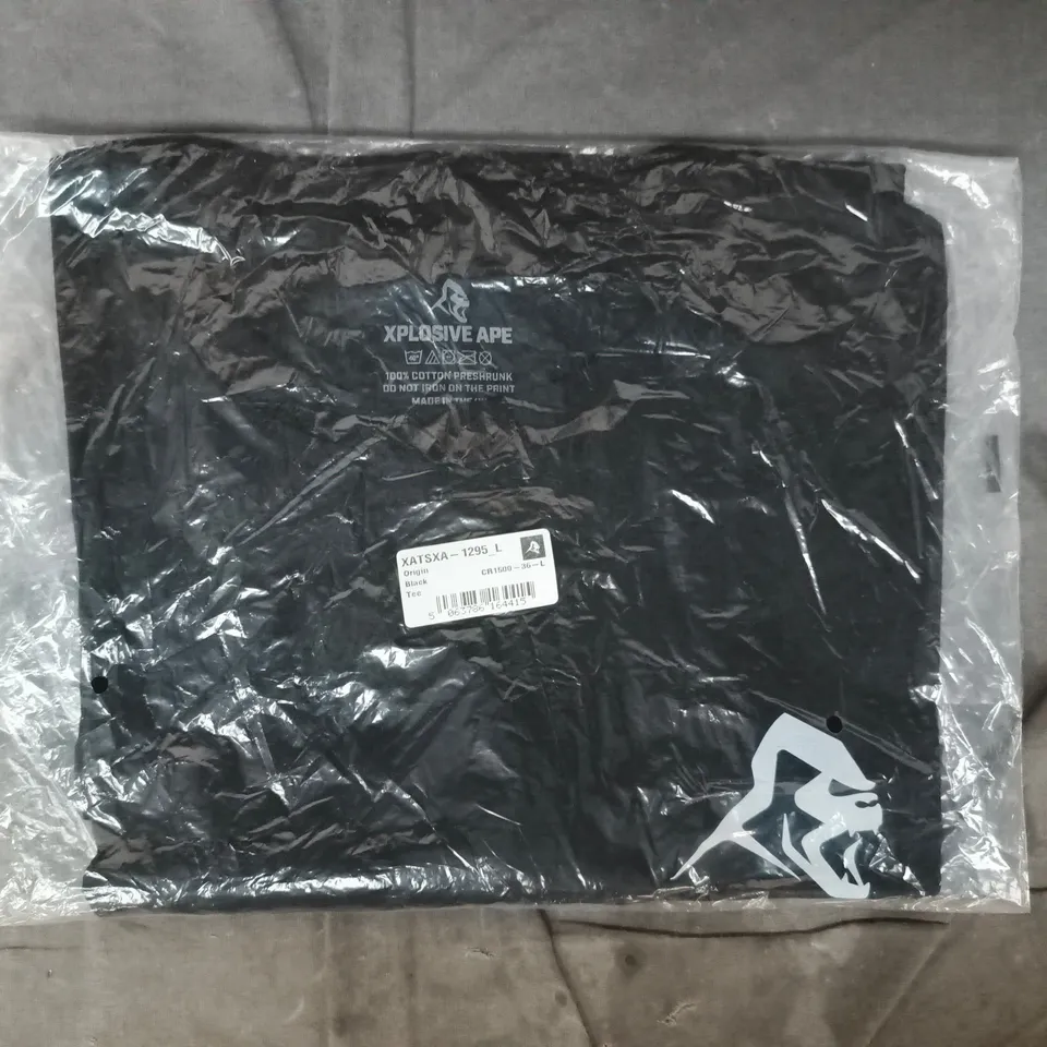 bagged xplosive ape origin t-shirt in black size large