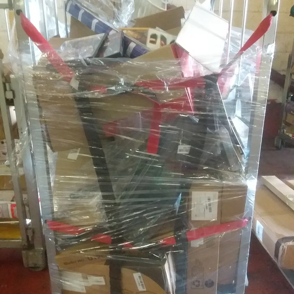 CAGE OF ASSORTED ITEMS INCLUDING DVD'S, CD'S AND TV MOUNTS