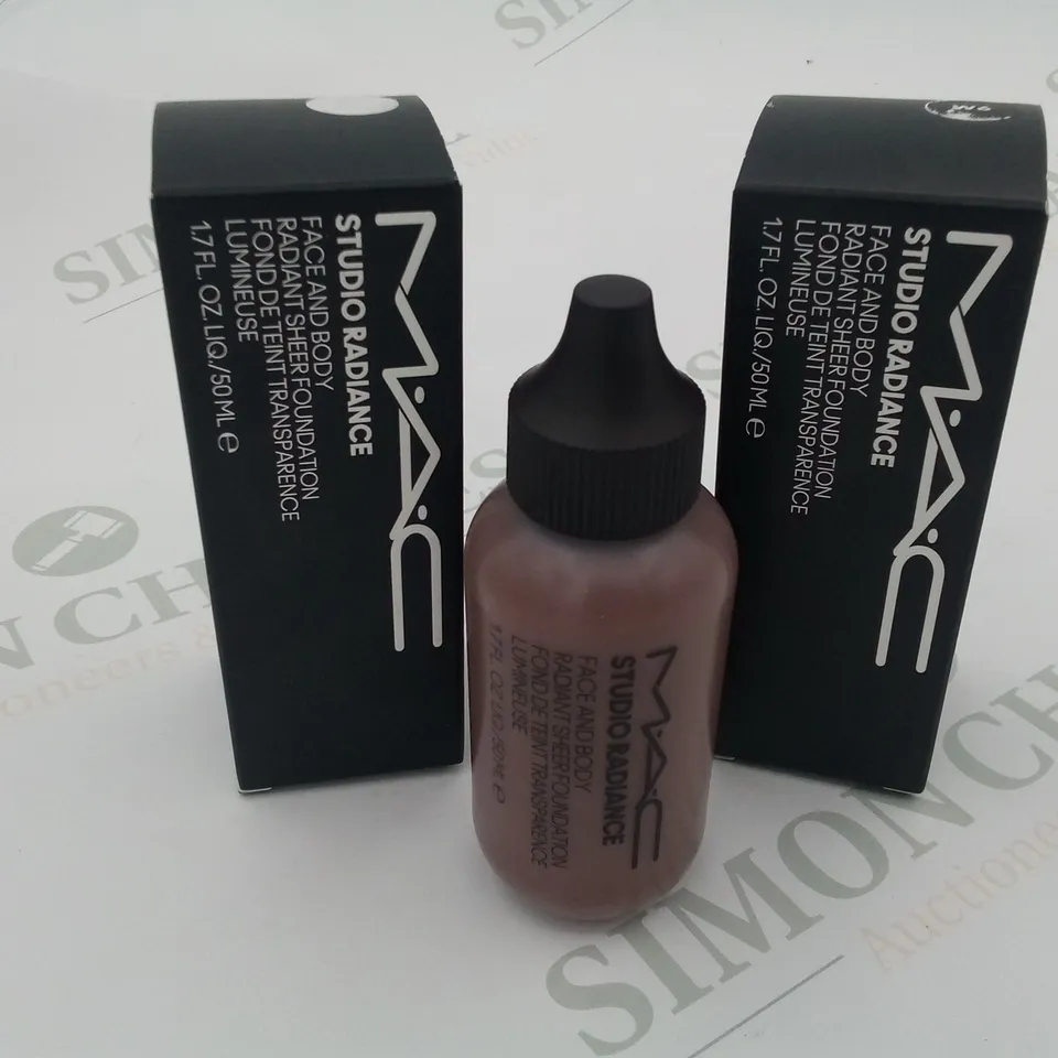 x2 MAC STUDIO RADIANCE SHEER FACE & BODY FOUNDATION 50ML W6