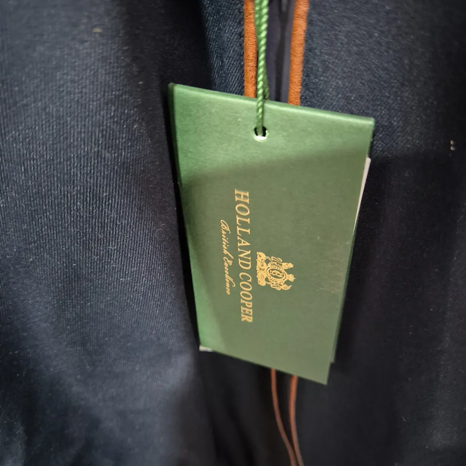 HOLLAND COOPER NAVY PARKA COAT WITH SHEARLING LINING – ONE SIZE .