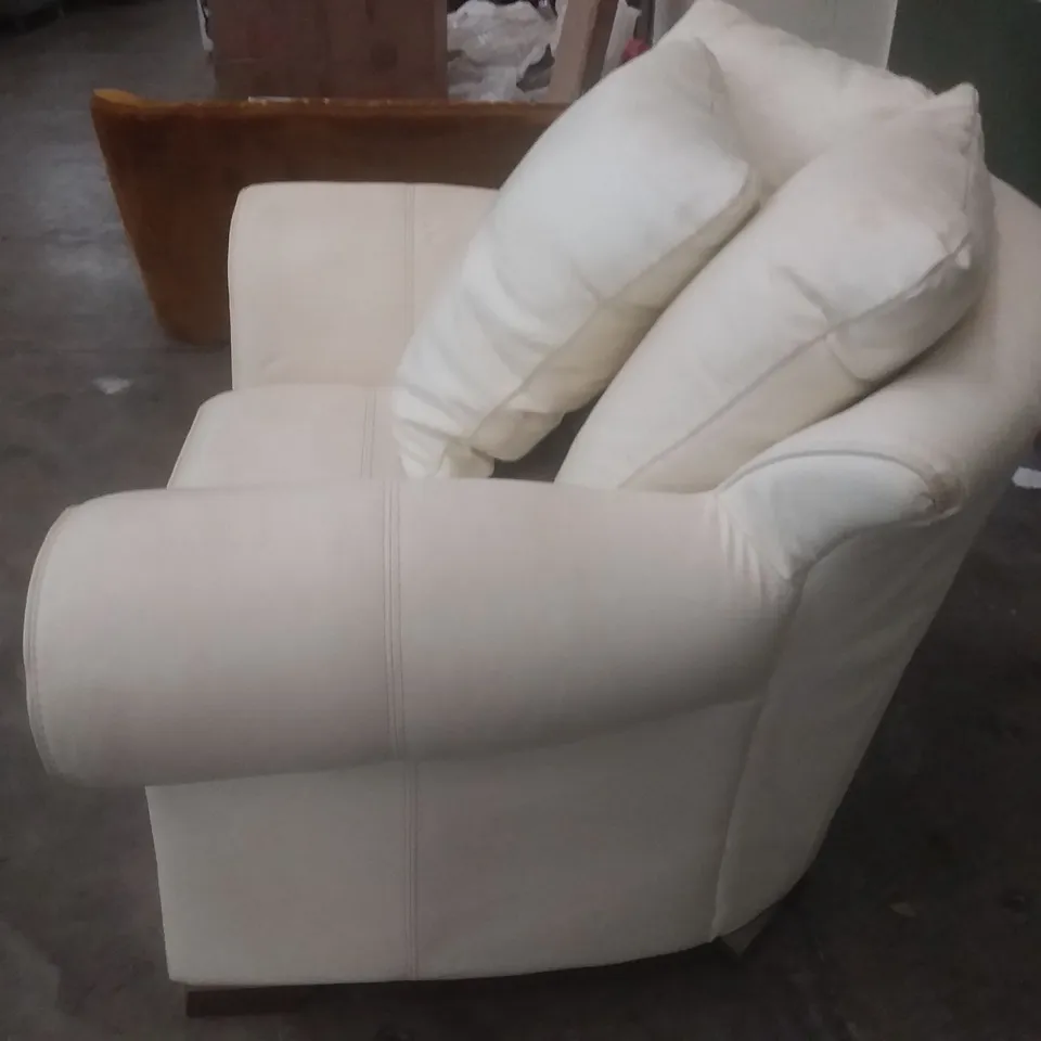 QUALITY DESIGNER MYRA CHAIR - CREAM LEATHER