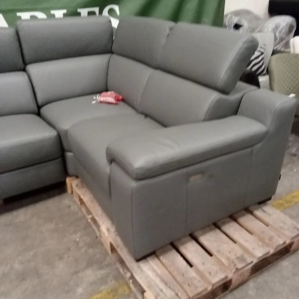 QUALITY DESIGNER ITALIAN MADE RICCARDO LEATHER GREY RECLINING CORNER SOFA