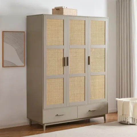 BOXED DUSK ISLA 3 DOOR WARDROBE WITH DRAWERS - TAUPE (2 BOXES)