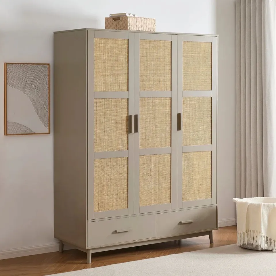 BOXED DUSK ISLA 3 DOOR WARDROBE WITH DRAWERS - TAUPE (2 BOXES)