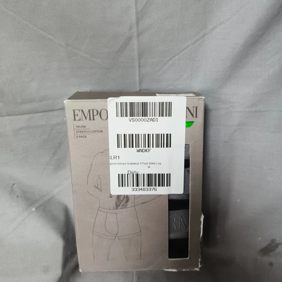 EMPORIO ARMANI TRUNK UNDERWEAR 3 PACK – BLACK, STRETCH COTTON, MEDIUM