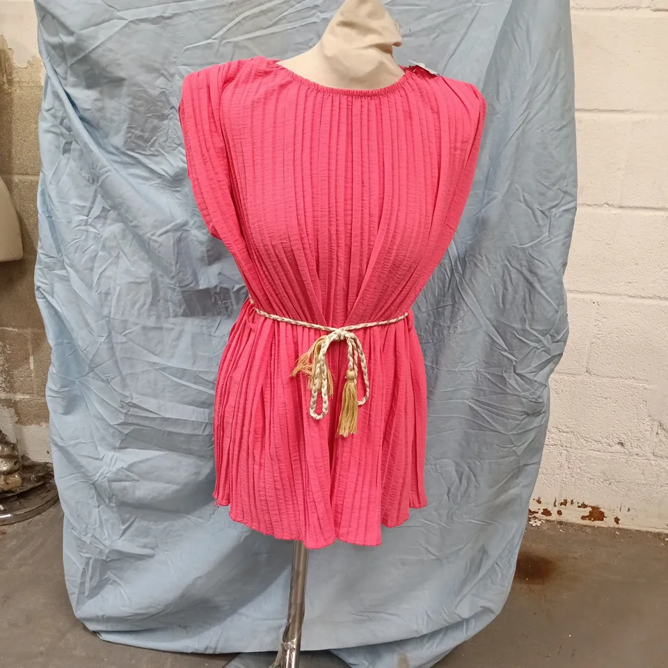 ITALY MODA PINK PLEATED DRESS – WOMEN'S, MADE IN ITALY