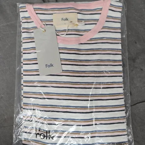 FOLK MULTISTRIPE T-SHIRT IN MULTI SIZE LARGE