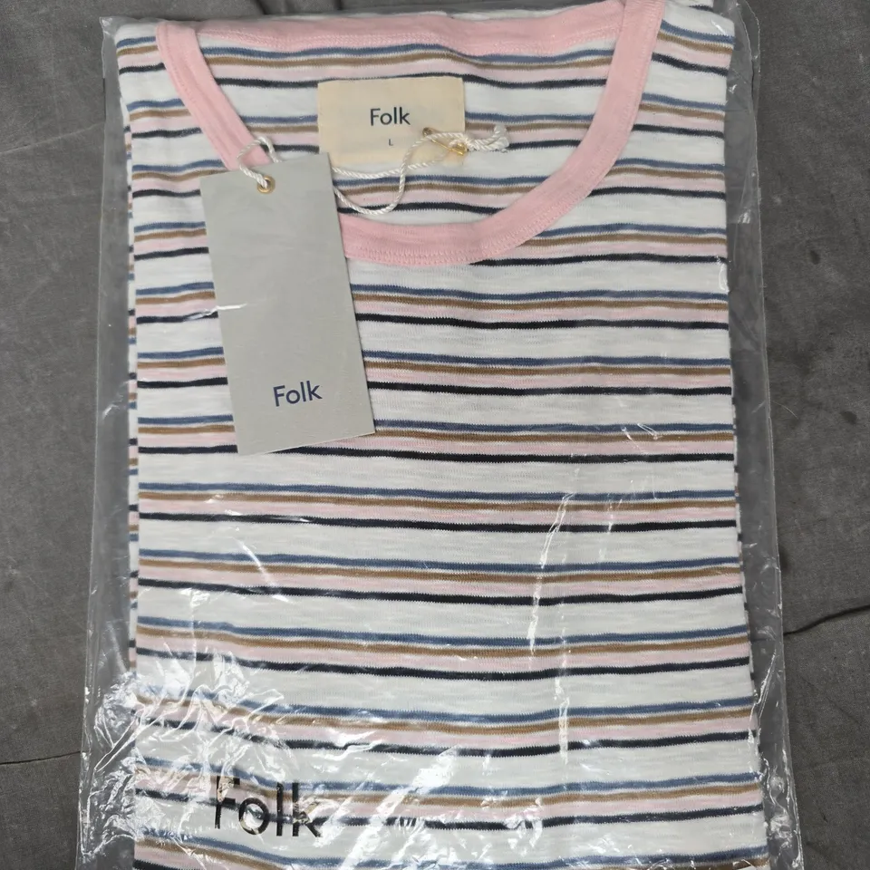 FOLK MULTISTRIPE T-SHIRT IN MULTI SIZE LARGE