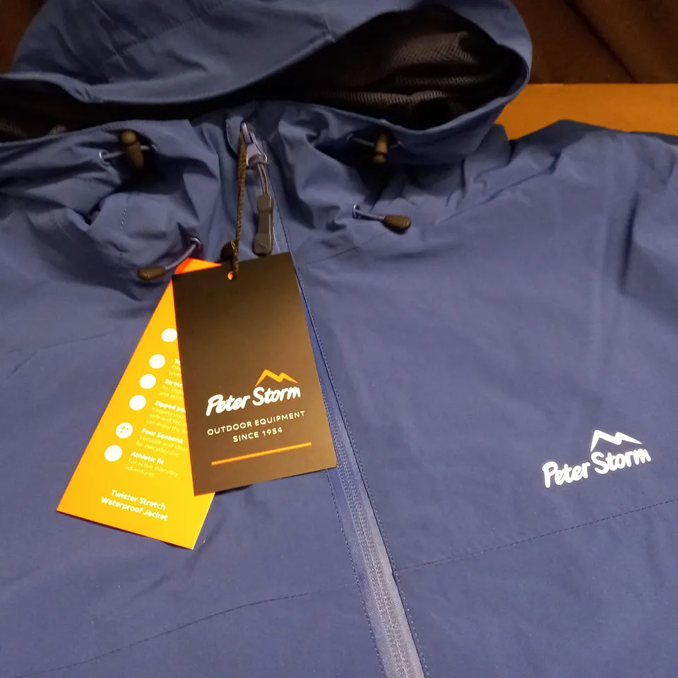 PETER STORM TWISTER STRETCH WATERPROOF JACKET IN BLUE - XL