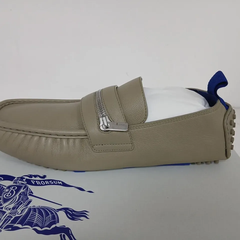 BURBERRY LEATHER LOAFER WITH ZIP STRAP – UK 11 (EU 45)