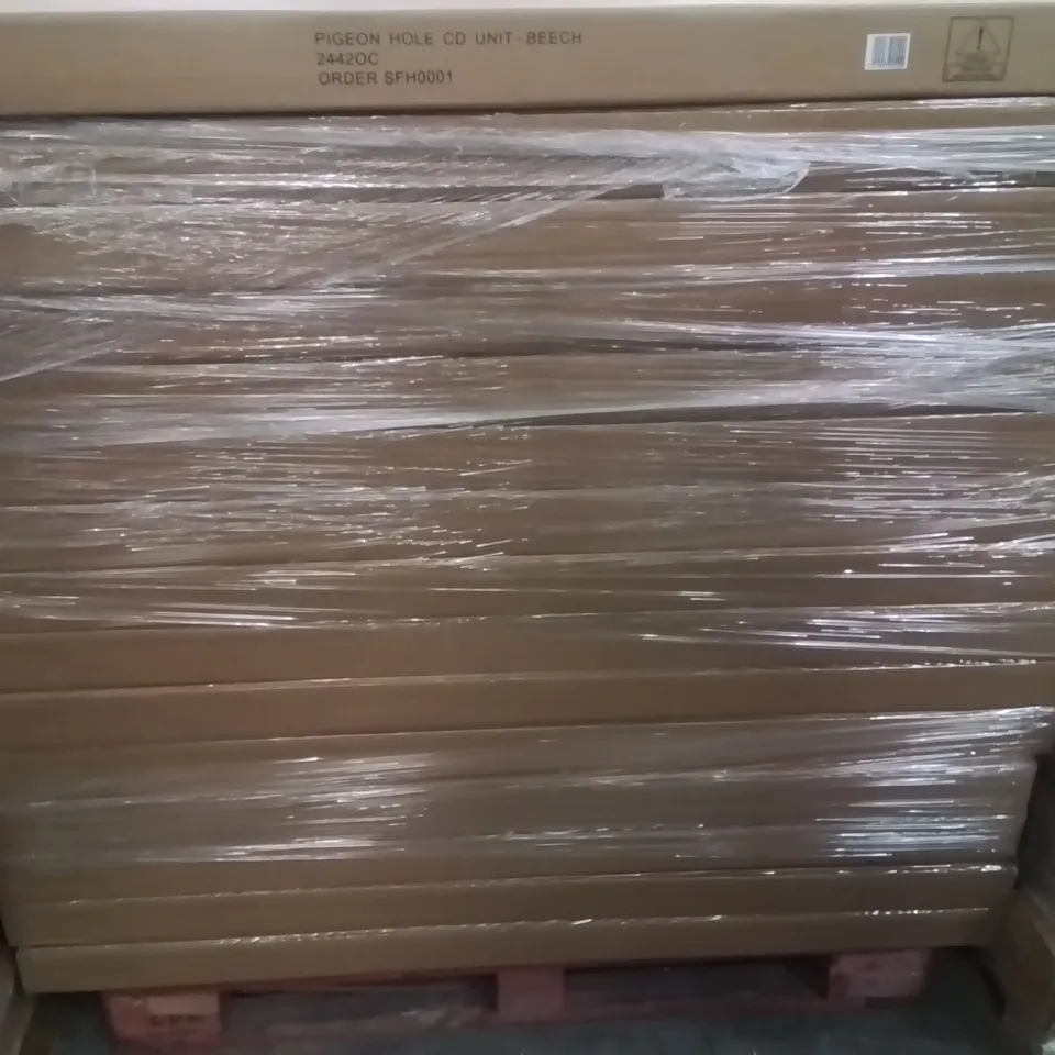 PALLET CONTAINING LARGE QUANTITY OF PIGEON HOLE CD UNIT - BEECH