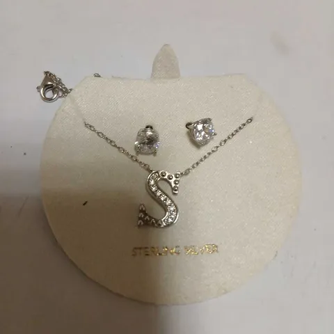 DIAMONIQUE 1.9CT TW INITIAL PENDANT & EARRING SET IN BAUBLE STERLING SILVER 