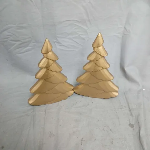 SET OF 2 WOODEN TREE TABLETOP DECORATIONS