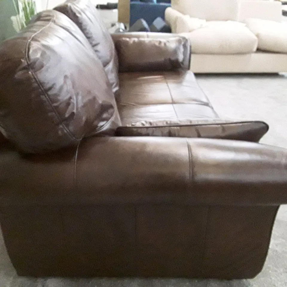 QUALITY DESIGNER VANTAGE 3 SEATER SOFA - BROWN LEATHER RRP £1399