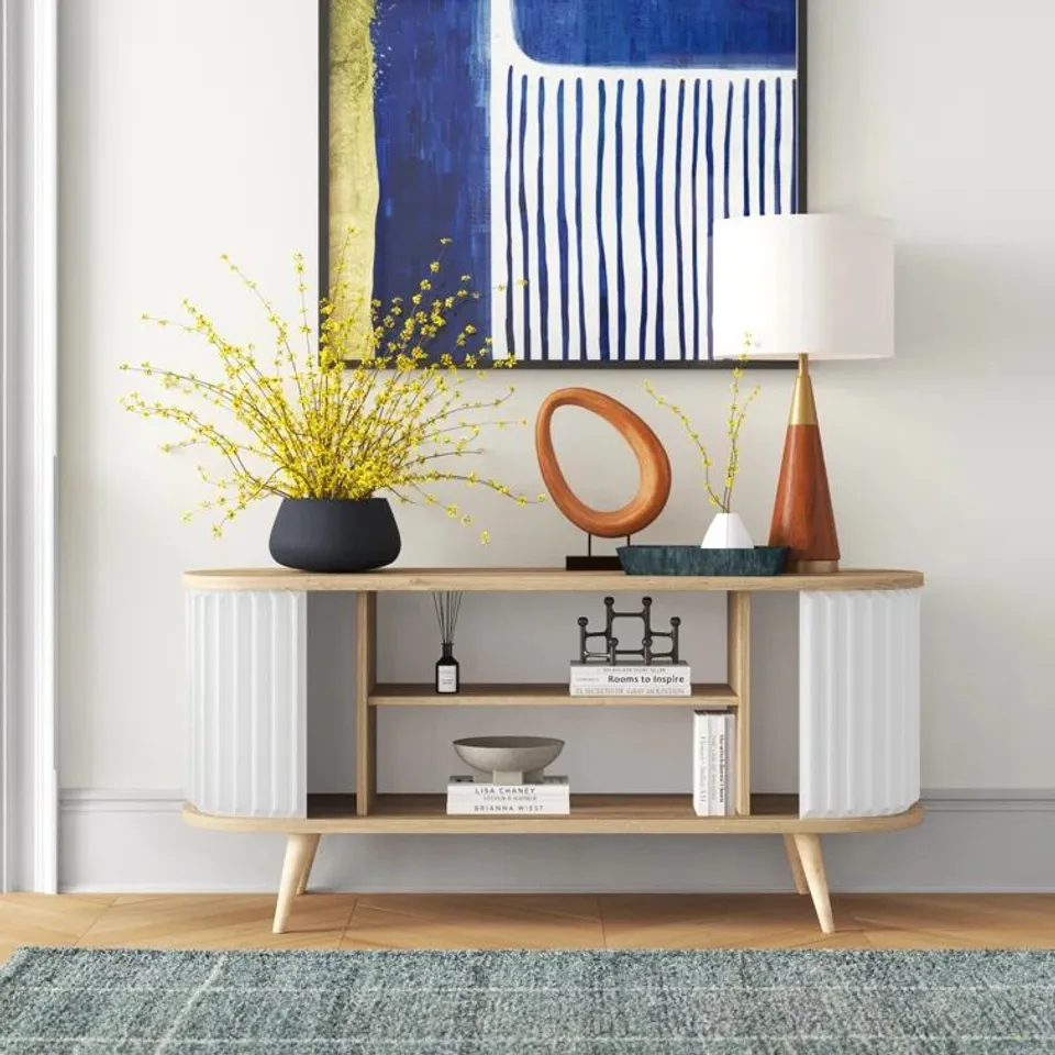 BOXED REIFF TV STAND  FOR TV'S UPTO 66" - OUD OAK EFFECT (1 BOX)