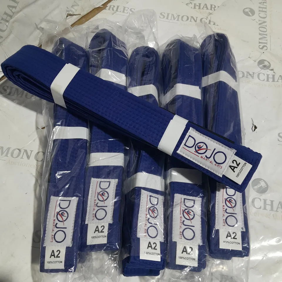 LOT OF 6 DOJO BLUE MARTIAL ARTS BELTS - SIZE A2