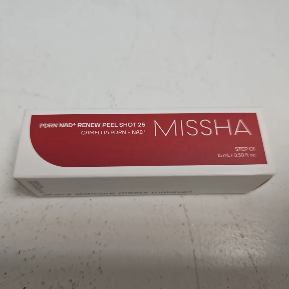 BOXED AND SEALED MISSHA PDRN NAD+ RENEW PEEL SHOT 25 – STEP 01, 15 ML, FACIAL SKIN CARE