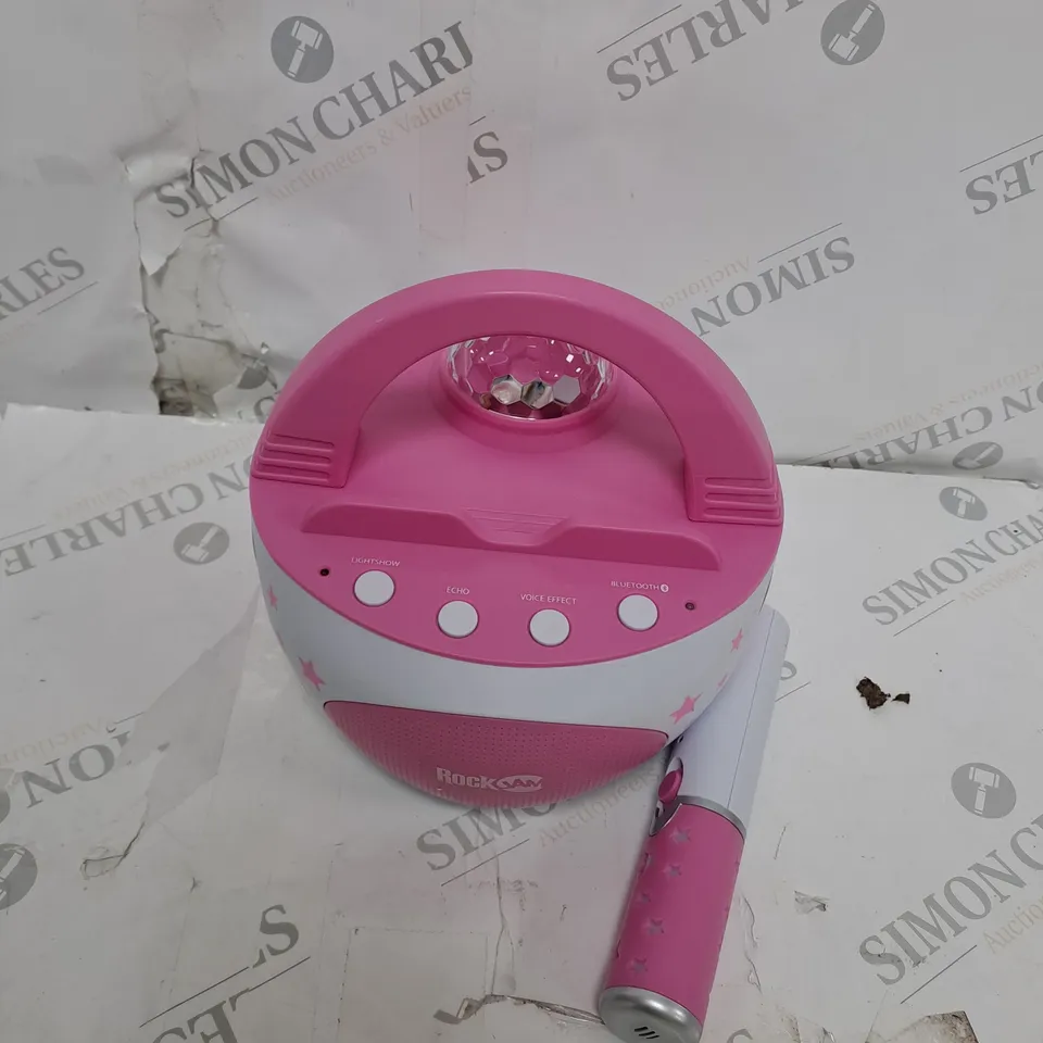 10-WATT RECHARGEABLE BLUETOOTH KARAOKE MACHINE WITH WIRELESS MICROPHONE, VOICE CHANGING EFFECTS & LED LIGHTS - BABY PINK RRP £49.99