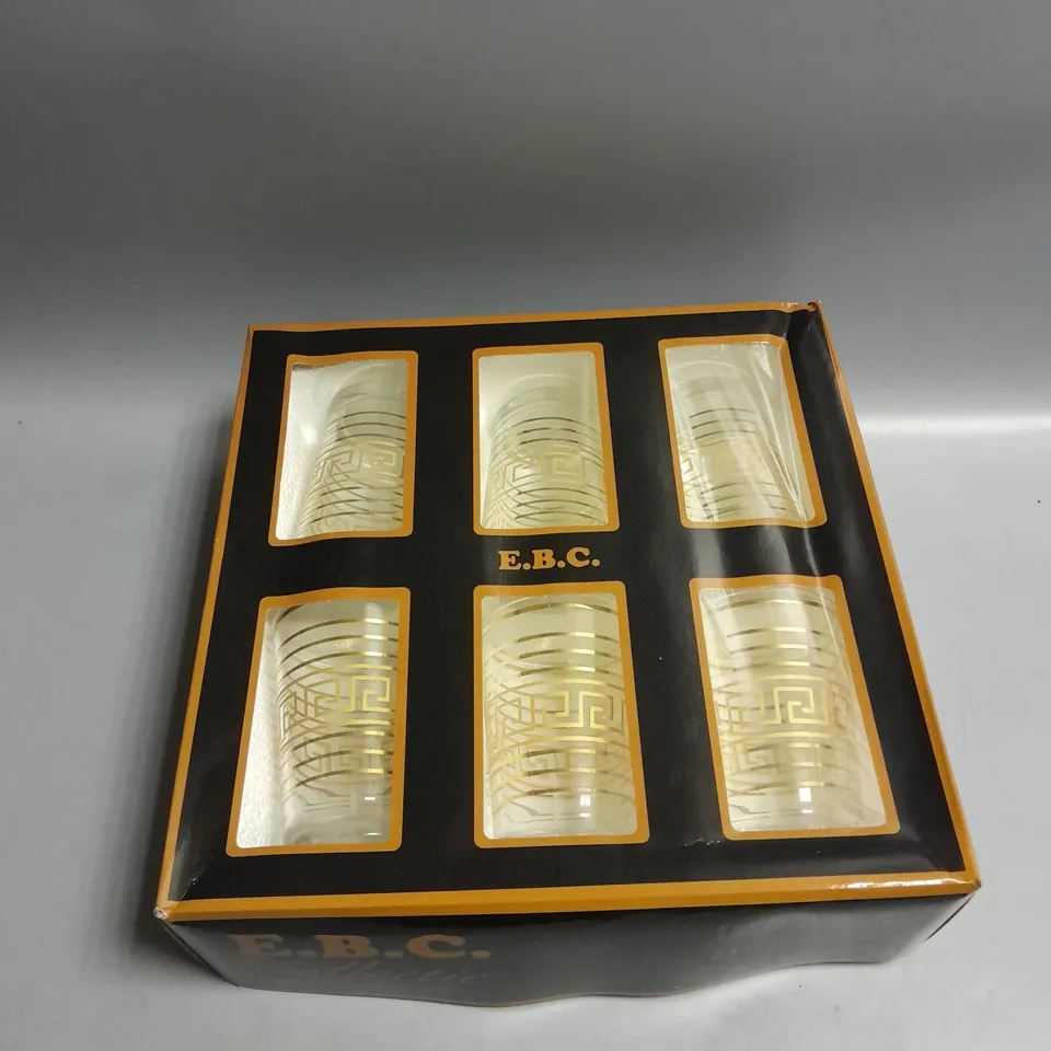 SET OF 6 BOXED EBC COLLECTIE CRYSTAL WATER SET GLASSES