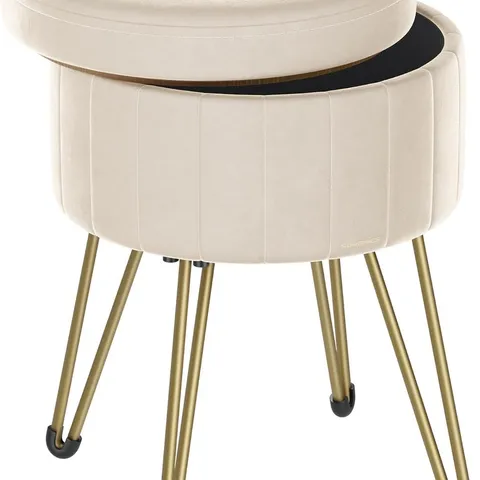 BOXED SONGMICS STORAGE OTTOMAN, VELVET DRESSING TABLE STOOL