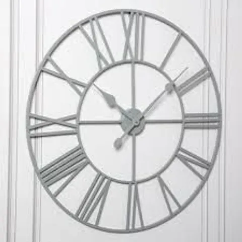 BOXED RISELEY 80CM METAL SKELETON WALL CLOCK - GREY