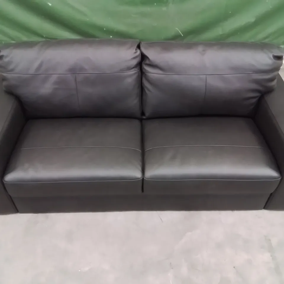 QUALITY DESIGNER FAUX LEATHER BLACK 3 SEATER SOFA 