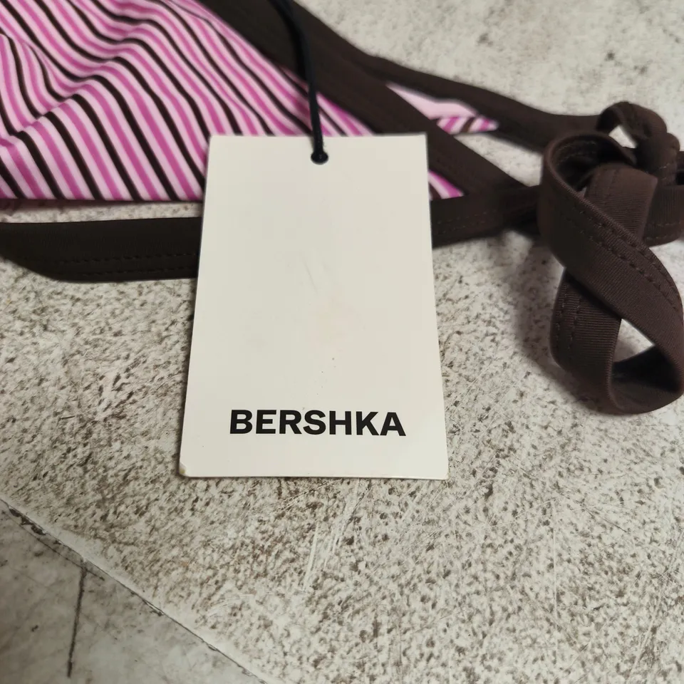 BERSHKA STRIPED PINK BIKINI BOTTOMS – WOMEN'S, SIZE S (UK)