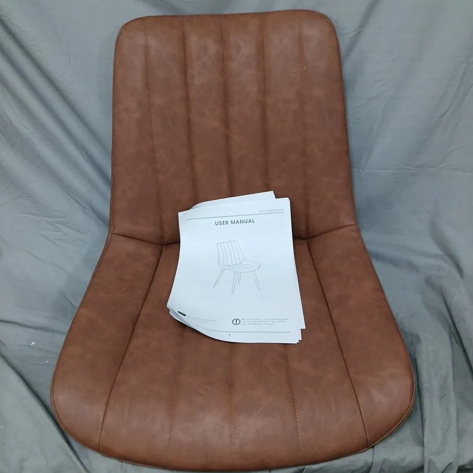 2 X BROWN LEATHER-LOOK CHAIR WITH LEGS