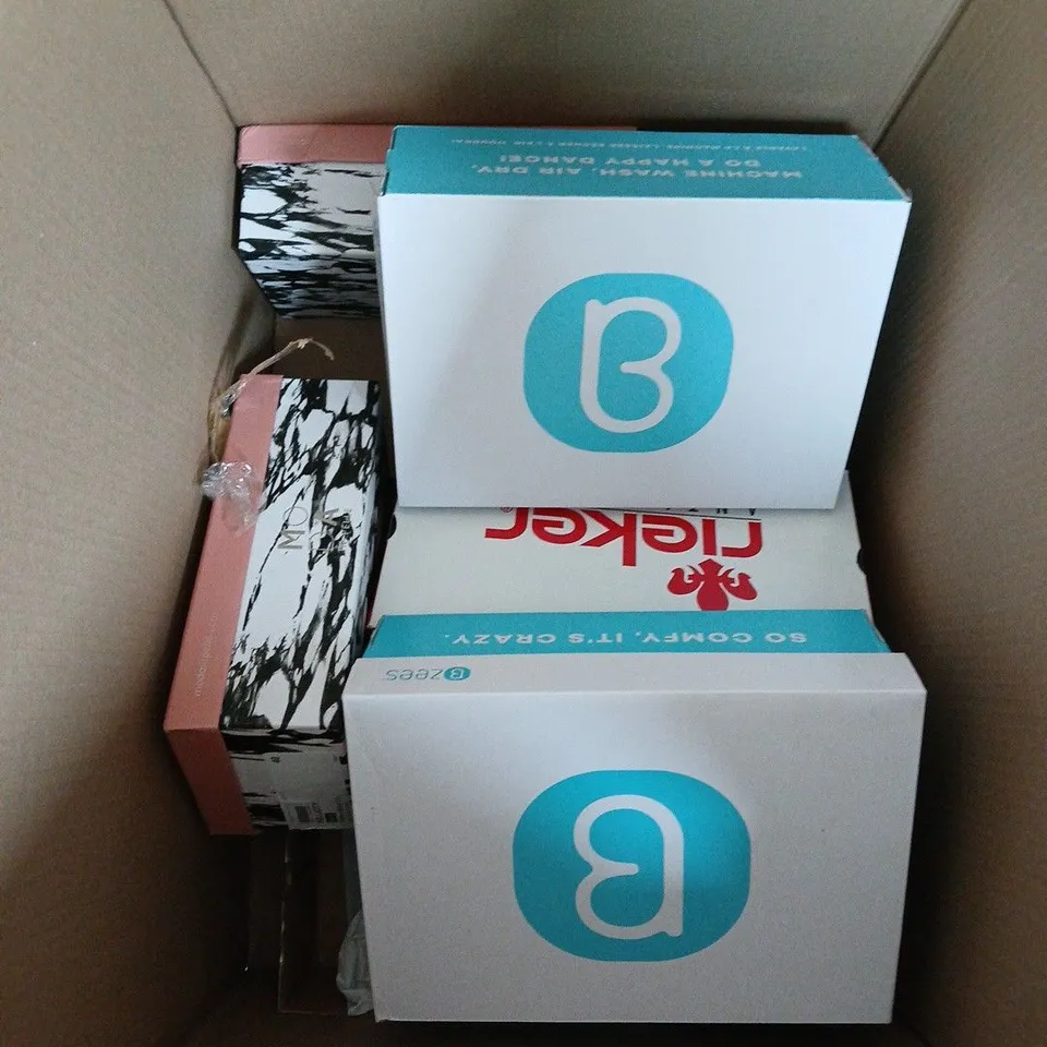 BOX OF APPROXIMATELY 5 ASSORTED BOXED PAIRS OF SHOES IN VARIOUS SIZES & STYLES & COLOURS 