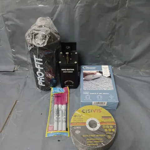 BOX OF APPROXIMATELY 20 ASSORTED HOUSEHOLD ITEMS TO INCLUDE CUTTING WHEELS, DRINKS BOTTLE AND SHARPIE MARKERS