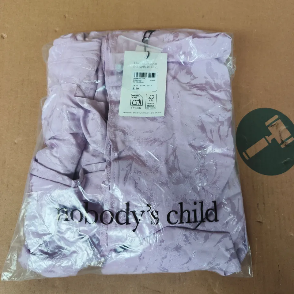 BAGGED NOBODY'S CHILD FIFI MAXI DRESS IN PURPLE SIZE UK 10