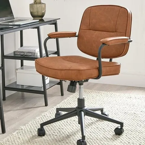 BYRNE FAUX LEATHER OFFICE CHAIR - TAN - COLLECTION ONLY