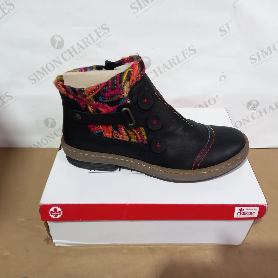 BOXED PAIR OF RIEKER BOOTS - SIZE 42