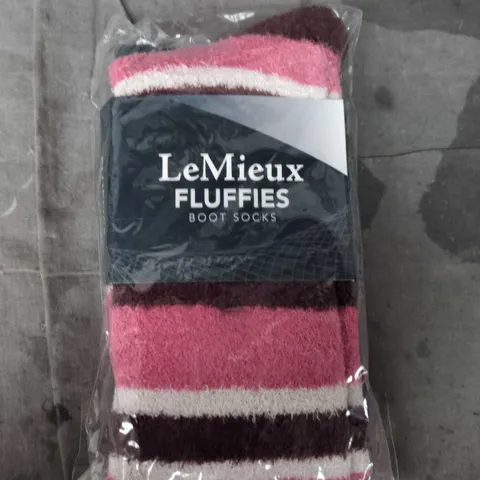 LEMIEUX FLUFFIES BOOT SOCKS – PINK & BURGUNDY STRIPE