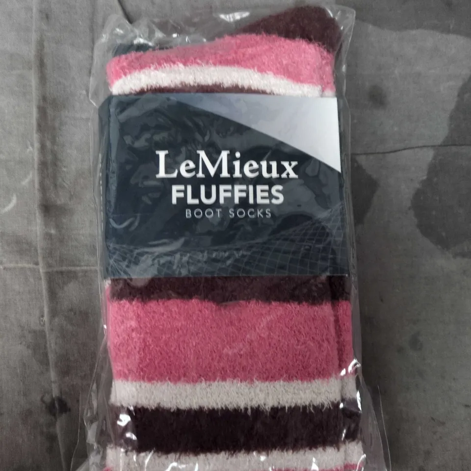 LEMIEUX FLUFFIES BOOT SOCKS – PINK & BURGUNDY STRIPE