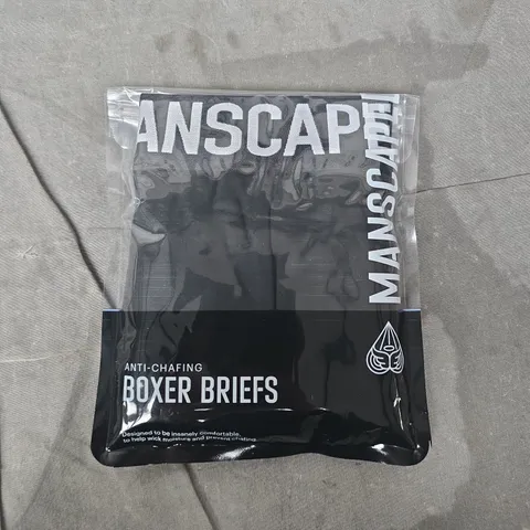 BAGGED MANSCAPED ANTI-CHAFING BOXER BRIEFS IN BLACK - MEDIUM 