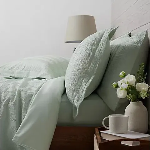 SUPERSOFT BY COZEE HOME TEXTURED WAVE 6 PIECE DUVET SET SAGE SINGLE