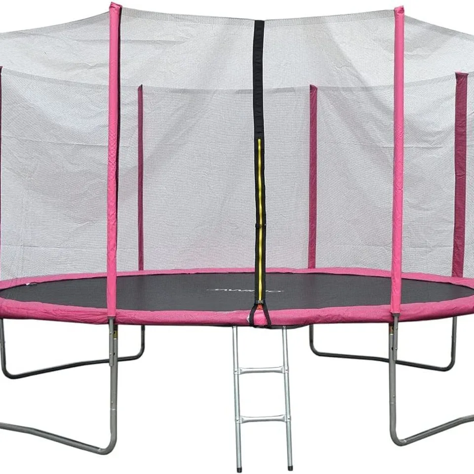 EVRE 8 FT PINK OUTDOOR TRAMPOLINE WITH SAFETY NET PADDED POLES AND LADDER (2 BOXES)