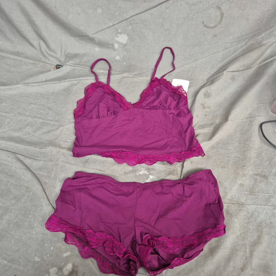 MUSERA PURPLE LACE-TRIM LINGERIE SET – BRALETTE & MATCHING BRIEFS - SIZE S 