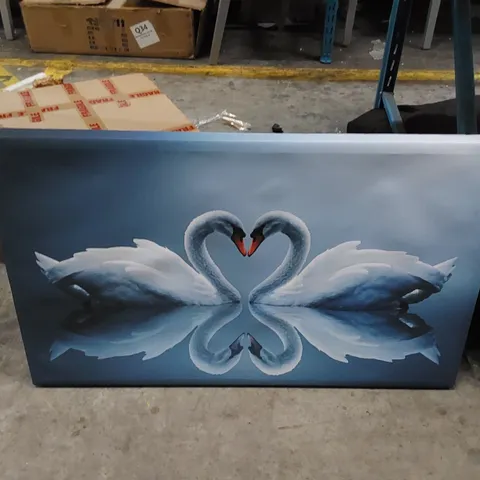 HEART SHAPED SWANS WILD LIFE - WRAPPED CANVAS